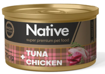 Native Tuna with Chicken Adult Cat – натуральный консервированный корм с тунцом и курицей для кошек.