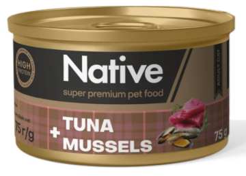 Native Tuna with Mussels Adult Cat - натуральный консервированный корм с тунцом и мидиями для кошек