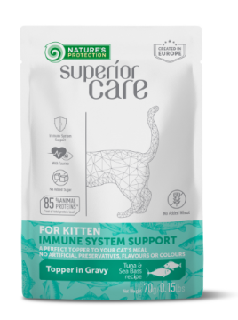 NATURE'S PROTECTION SUPERIOR CARE Immune System Support Kitten All Breeds with Tuna and Sea Bass, вологий корм з тунцем та морським окунем для підтримки імунної системи кошенят усіх порід