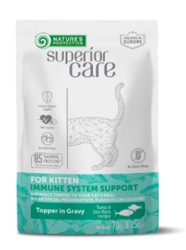 NATURE'S PROTECTION SUPERIOR CARE Immune System Support Kitten All Breeds with Tuna and Sea Bass, вологий корм з тунцем та морським окунем для підтримки імунної системи кошенят усіх порід