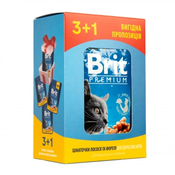 Набір паучів для котів Brit Premium Cat pouch з лососем і фореллю