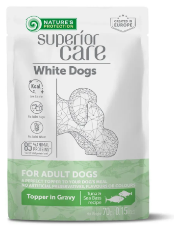 Влажный корм NATURE'S PROTECTION SUPERIOR CARE White Dogs Adult All Breeds with Tuna and Sea Bass с тунцом и морским окунем для взрослых собак всех пород с белой шерстью