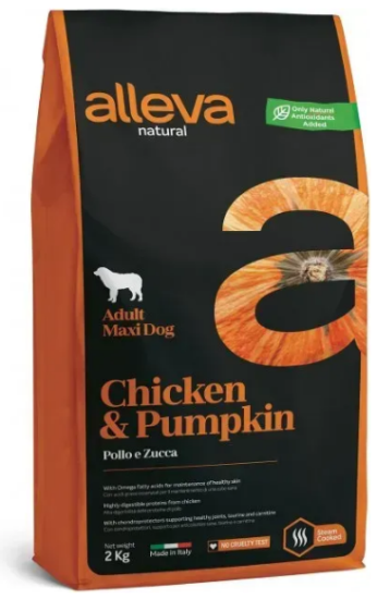 Полнорационный корм Alleva Natural Adult Chicken&Pumpkin Maxi с курицей и тыквой для взрослых собак больших пород 