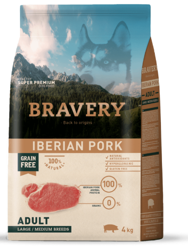 Сухий корм для собак cередніх та великих порід BRAVERY Iberian Pork Large/Medium Adult з іберійською свининою