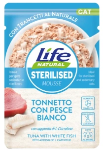 Влажный корм LifeCat sterilized tuna with white fish с тунцом и белой рыбой для стерилизованных кошек 
