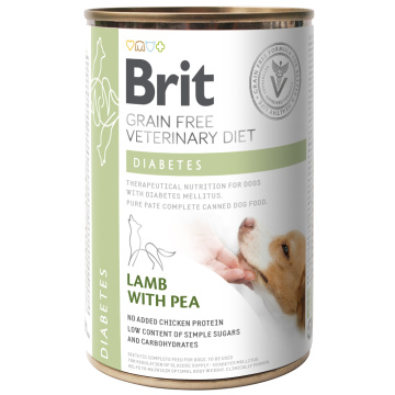 Вологий корм для собак Brit VetDiets Diabetes із захворюванням на цукровий діабет (ягня і горошок)