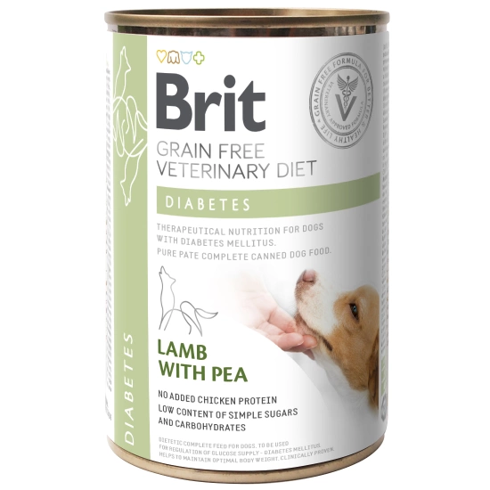 Влажный корм для собак Brit VetDiets Diabetes с заболеванием сахарным диабетом (ягненок и горошек)