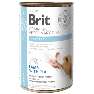 Вологий корм для собак Brit VetDiets Dog Obesity, при ожирінні та надмірній вазі (ягня і горошок)