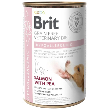 Влажный корм для собак Brit VetDiets Hypoallergenic с пищевой аллергией или непереносимостью (лосось и горошек)