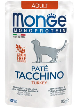 Влажный корм Monge Cat Wet MONOPROTEIN Adult 100% индейка, паштет