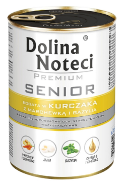 Влажный корм для пожилых собак Dolina Noteci Premium Senior с курицей, морковью и базиликом
