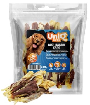 Ласощі для собак UniQ PETS Кролячі вуха з яловичиною