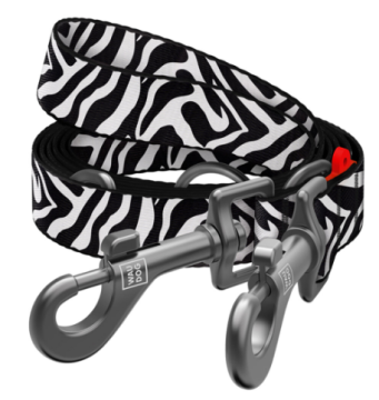 Повідець-перестібка для собак WAUDOG Nylon, малюнок "Зебра"