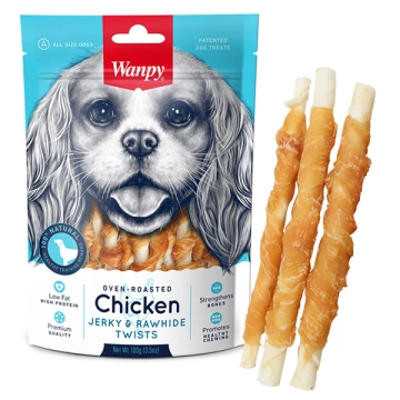 Wanpy Chicken Jerky & Rawhide Twists Палочка с вяленой курицей