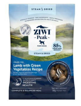 Повнораціонний сухий корм для собак Ziwi Peak Steam Dried Lamb with Green Vegetables Recipe Ягня з зеленими овочами
