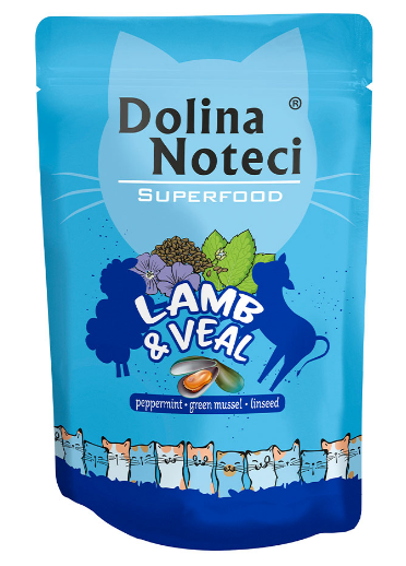 Пауч Dolina Noteci Superfood для кошек с ягнятиной и телятиной