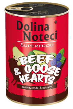 Консерва Dolina Noteci Superfood для cобак з яловичих і гусячих сердець