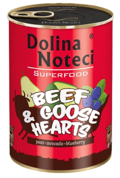 Консерва Dolina Noteci Superfood для cобак з яловичих і гусячих сердець