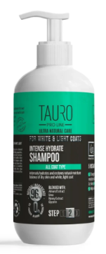 Інтенсивно зволожувальний шампунь для собак і котів із білим, світлим забарвленням Tauro Pro Line Ultra Natural Care White Coat Intense Hydrate Shampoo