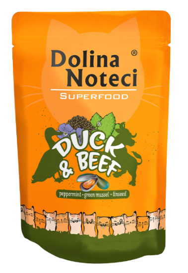 Пауч Dolina Noteci Superfood для кошек с уткой и говядиной
