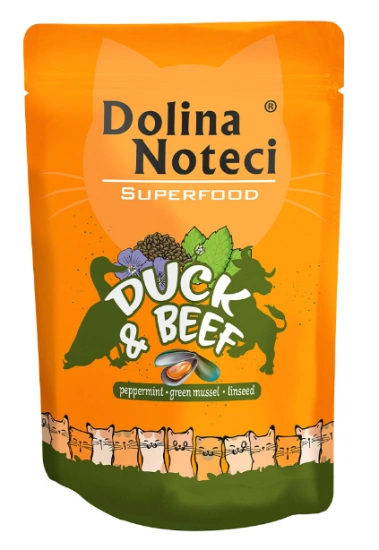 Пауч Dolina Noteci Superfood для кошек с уткой и говядиной