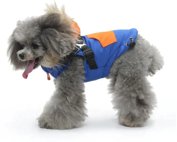 Зимовий жилет для собак з капюшоном та хутром Derby Blue/Orange