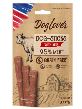 Ласощі DogLover Dog-Sticks Beef для собак, палички з яловичиною