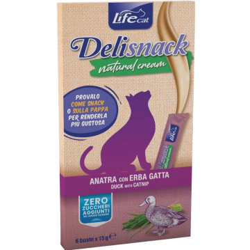 LifeCat Deli Snack Cream Кремовое лакомство с уткой и кошачьей мятой для кошек